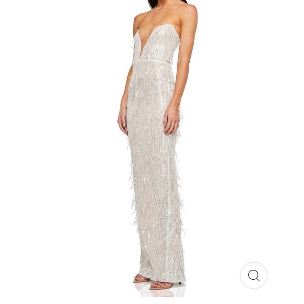 Nookie Gold Pleated Spaghetti Strap Gown